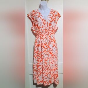 🛍️ BUNDLE ONLY🛍️Sonoma Orange and White Floral Midi Dress